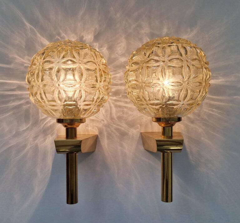 Pair of Midcentury Wall Lamps in style of Gaetano Sciolari, Italy, 1970s