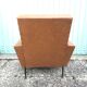 Former skai brown chair - black metal compass feet vintage 70s