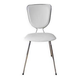 chair in white skai and chrome 1970