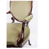 Neo-Rococo Armchair in Mahogany with Brand Green Velour Upholstery