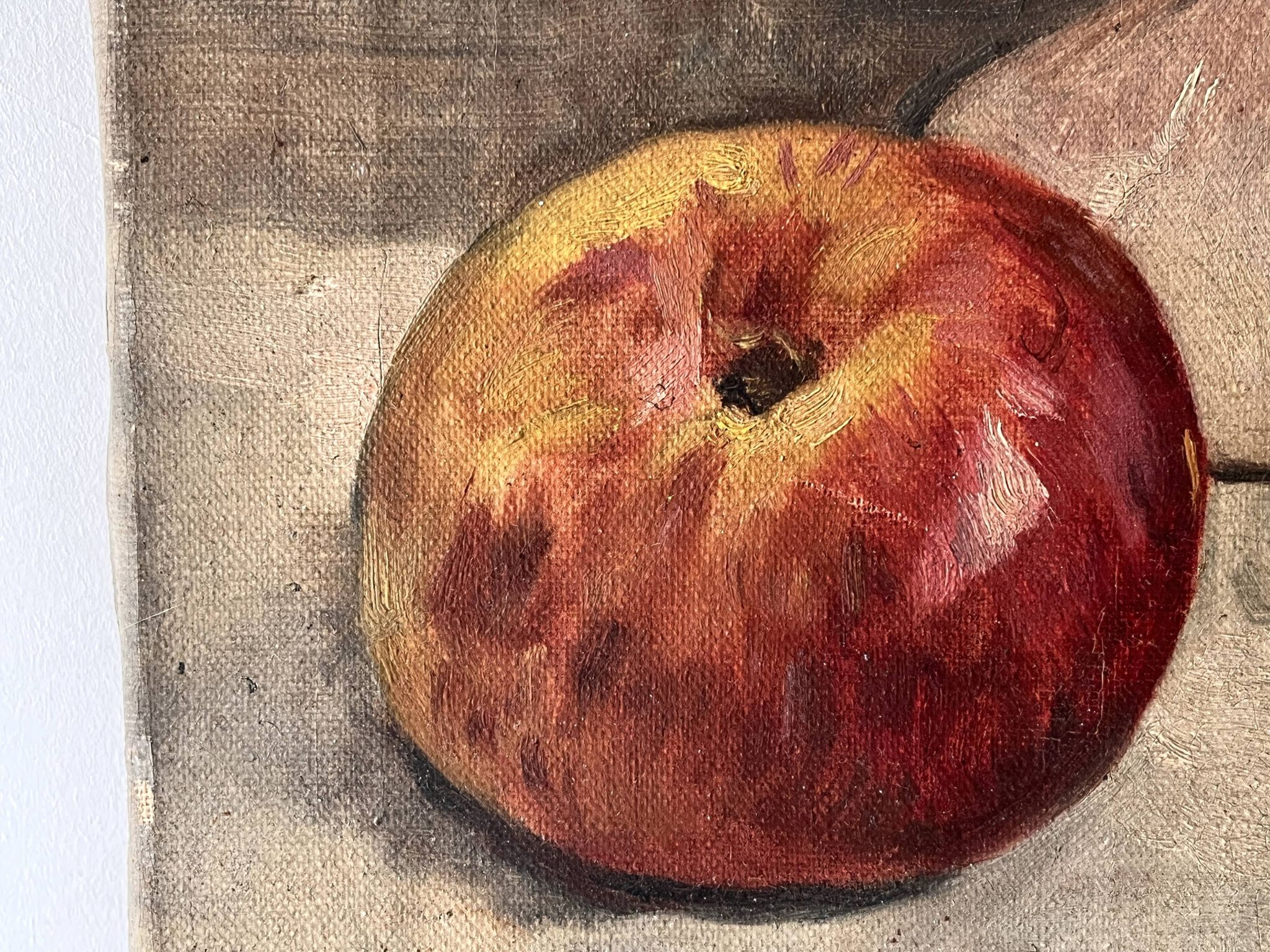 Nature morte aux pommes circa 1930, tableau à l'huile sur toile