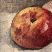 Nature morte aux pommes circa 1930, tableau à l'huile sur toile