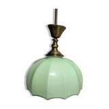 Clichy glass pendant light in soft green opaline from the 1950s