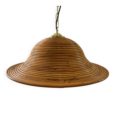 Suspension en roseau en forme de cloche, dans le style de Vivai Del Sud, Italie, années 1960