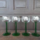 Vintage green-stemmed Alsace wine glasses