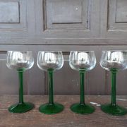 Verres à vin d'Alsace pied vert vintage