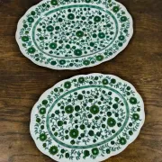 Set of 2 oval porcelain dishes Rosenthal Monbijou "Giscard" green