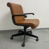 Fauteuil en cuir Cognac Richard Sapper édition Knoll