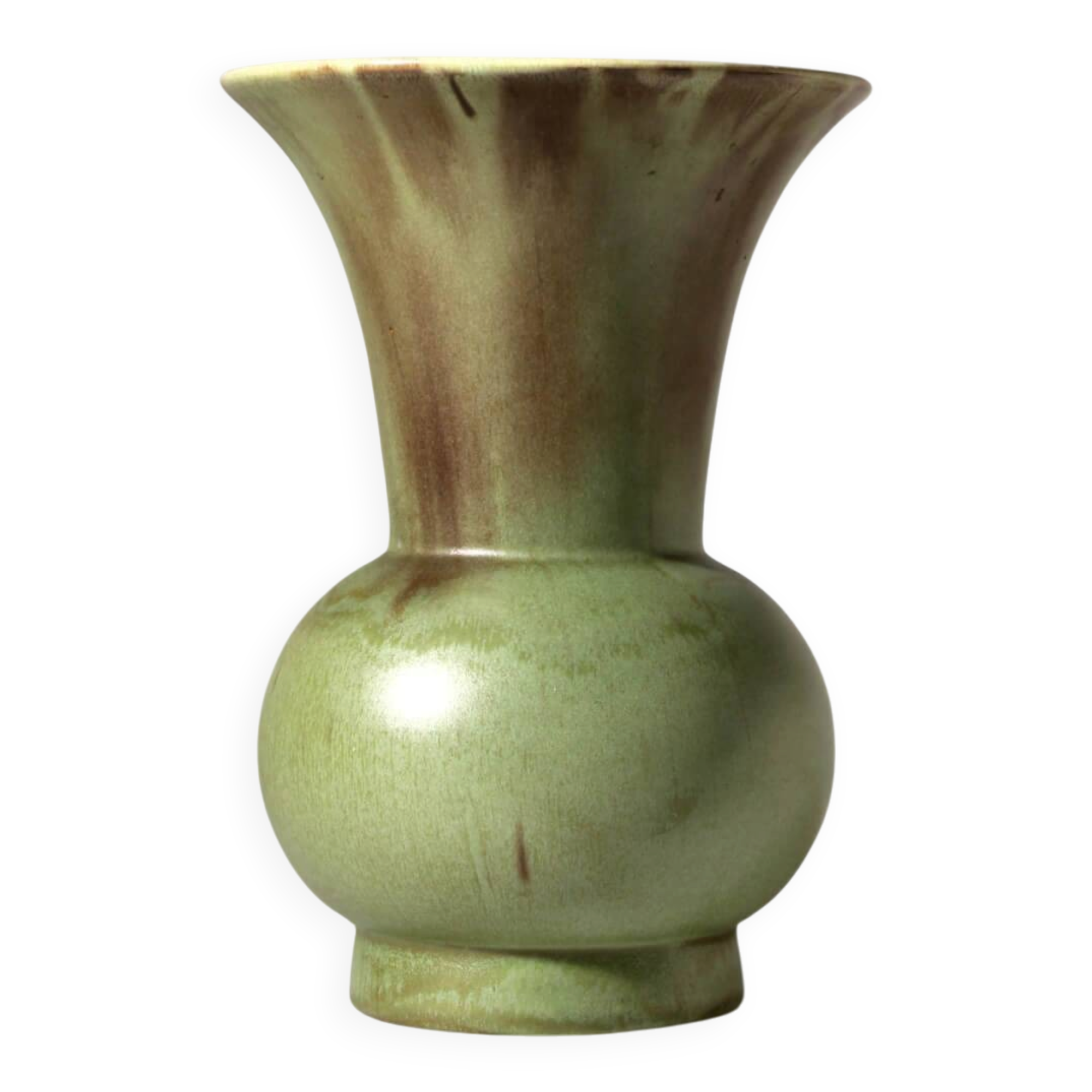 Art Deco Green Ceramic Vase, 1930s