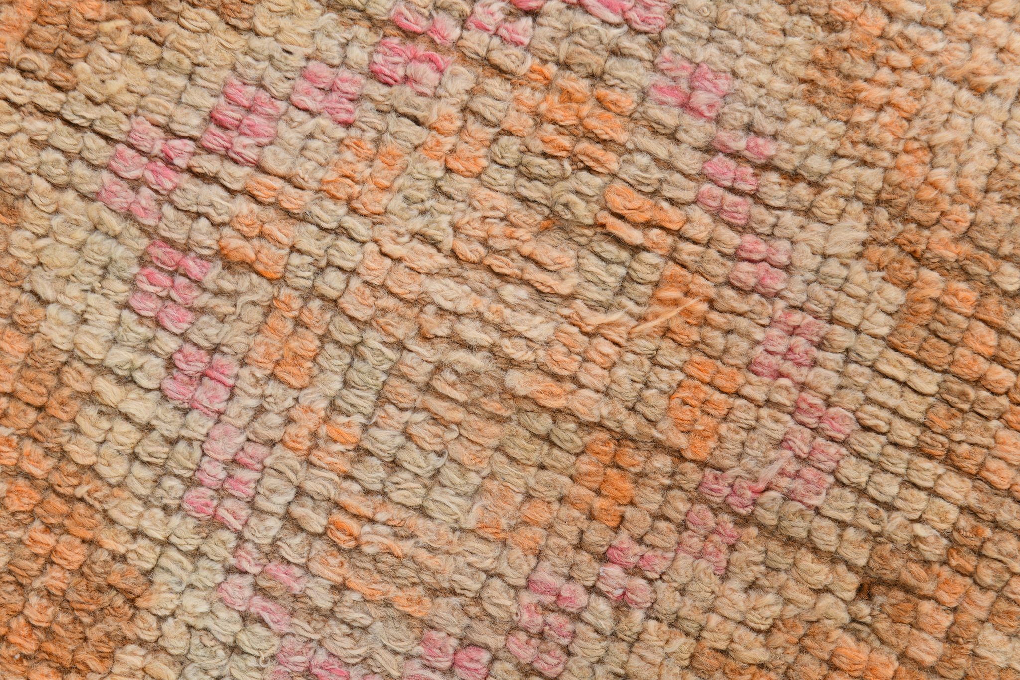 3x13 pale pink & orange turkish runner rug 82x403cm