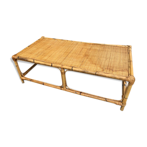 Table basse en rotin vintage