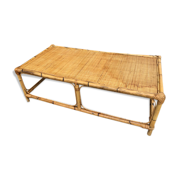 Table basse en rotin vintage