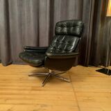 Leather swivel armchair, Denmark, 1960s