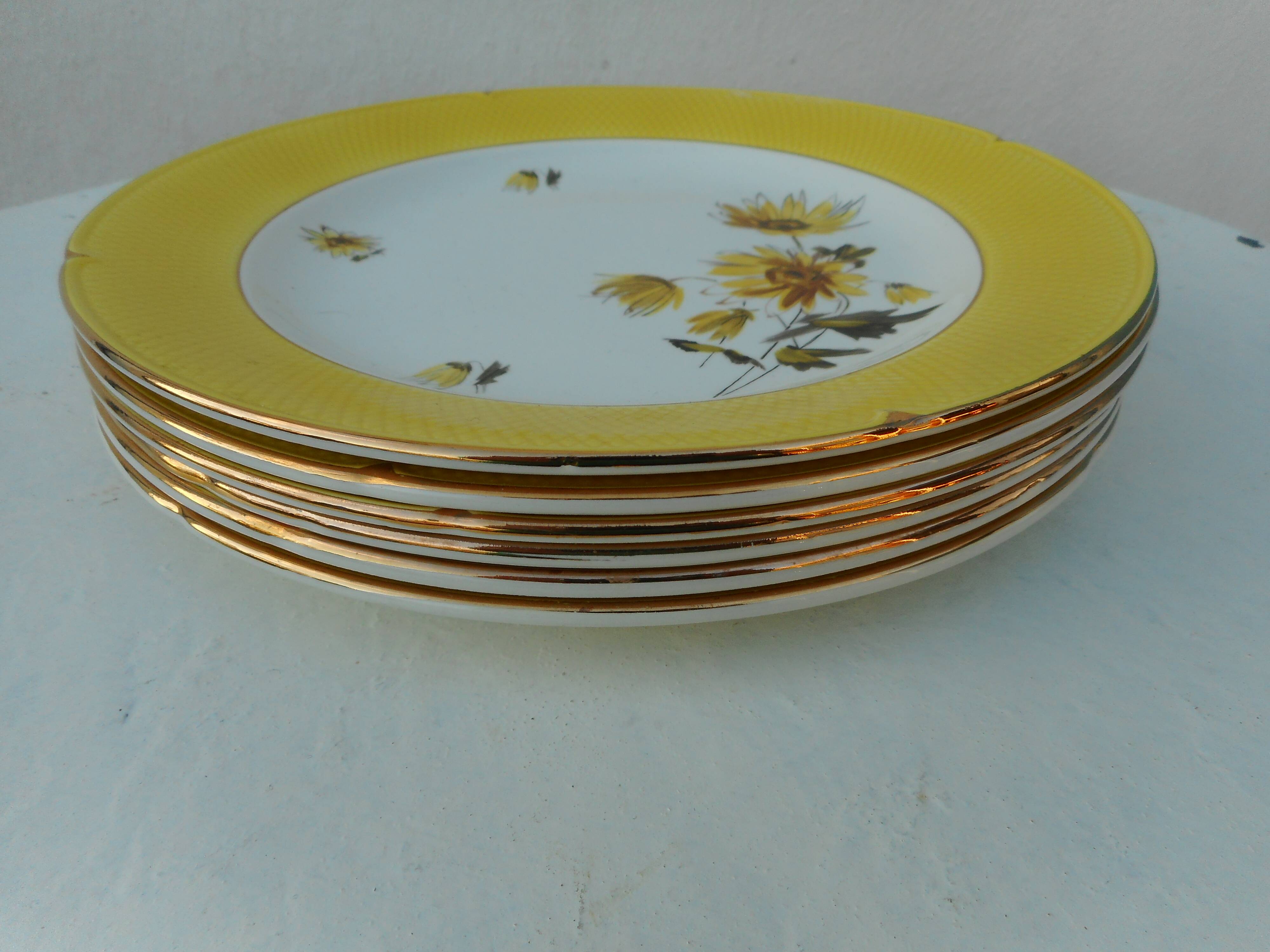 Set of six flat earthenware plates