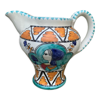 Glazed ceramic jug pottery Orvieto made in italy vintage