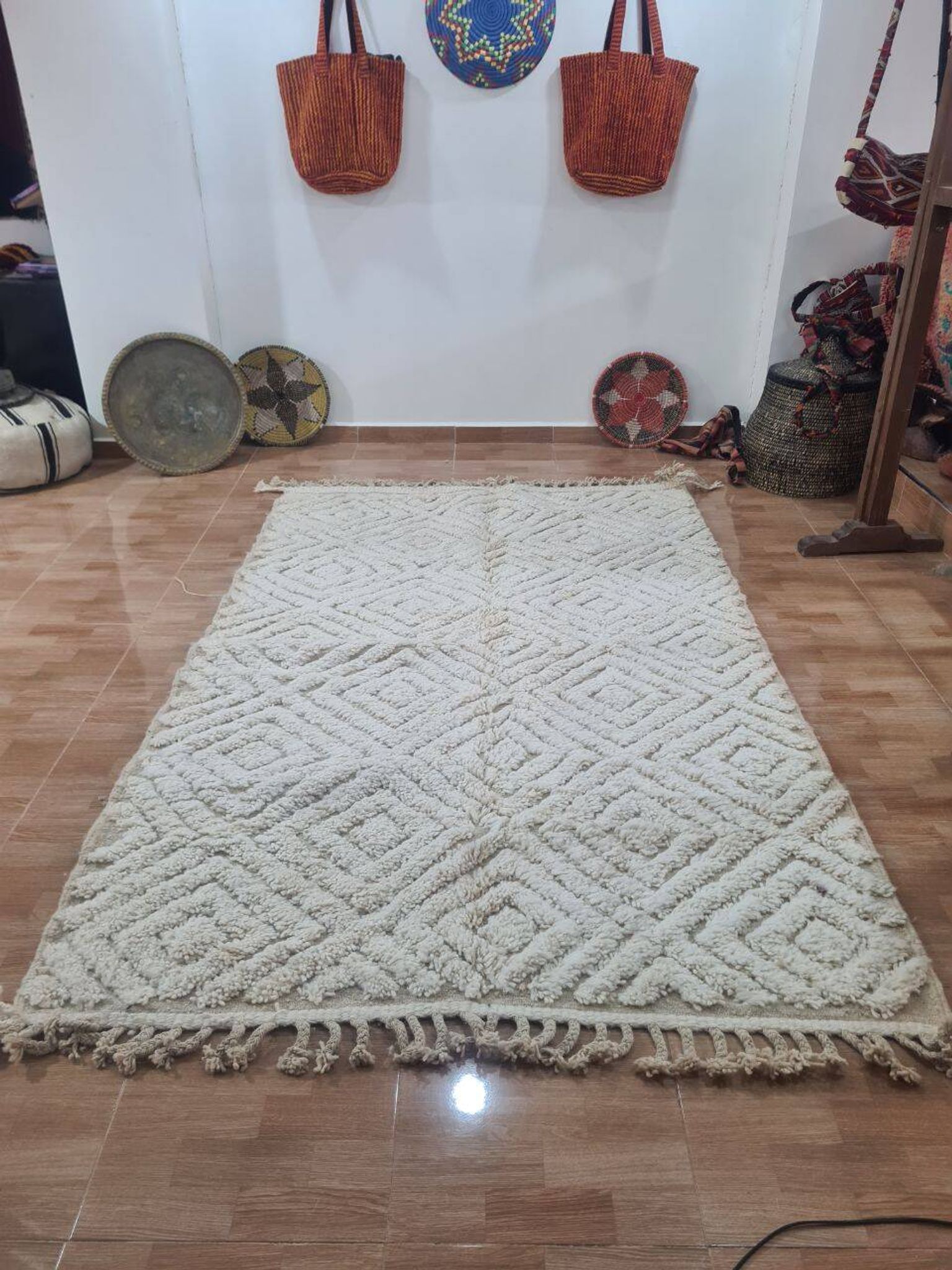 Handmade wool Berber rug 250x150 cm
