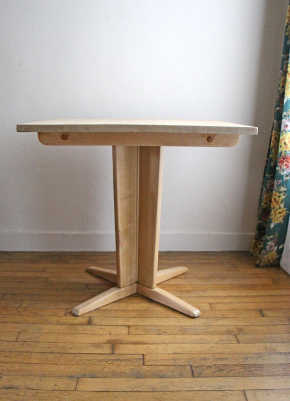 Square meal table made of solid wood