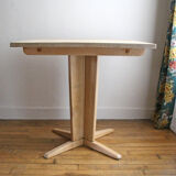 Square meal table made of solid wood