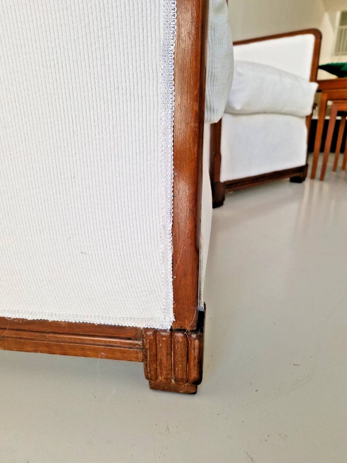 Pair of Large White Art Deco Armchairs 1950s Mid Century Modern Interior De