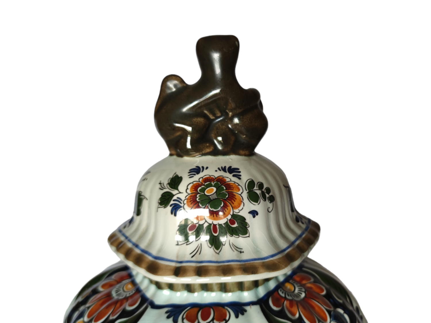 Vintage Delft Porcelain White Floral Vase