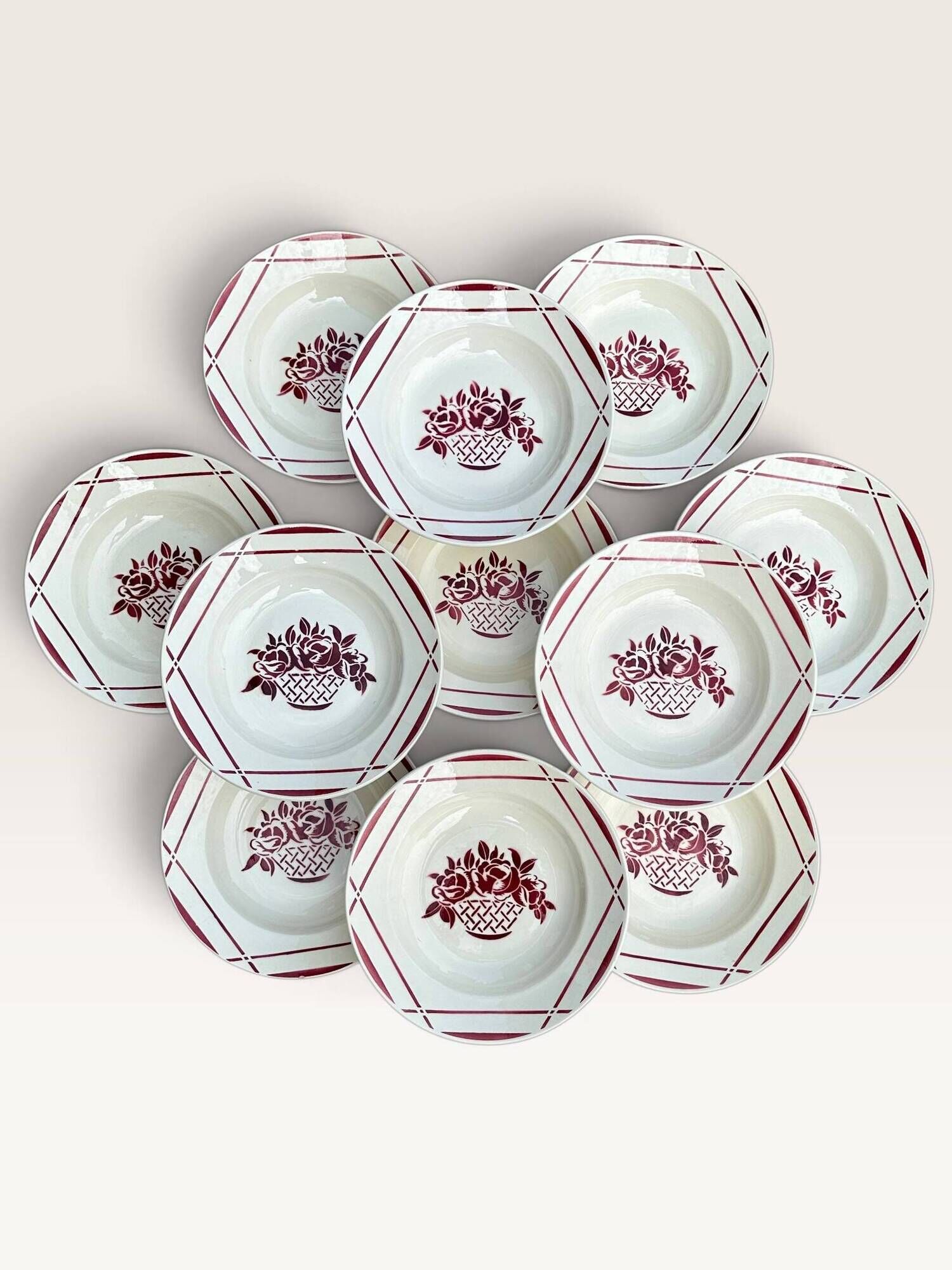 Set of 11 deep plates Badonviller, model Armor