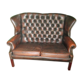 Canapé chesterfield 2 places en cuir