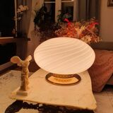 Large globe white swirl table wall or ceiling lamp in Murano glass italian vintage home decor MCM Midcentury modern flush mount sconce light