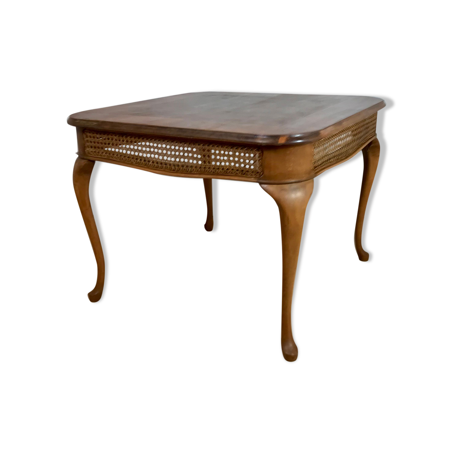 Coffee table "chippendale" Marquetry and rattan