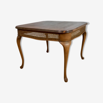 Coffee table "chippendale" Marquetry and rattan