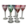 8 verres à vin en cristal taillé de couleur Saint Louis