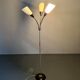 1950s Brass & Glass Adjustable Floor Lamp with Wooden Detail