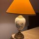 Vintage lamp, painted porcelain with blue flowers and brass