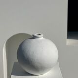 Handcrafted terracotta ball vase painted white H:24 D:26
