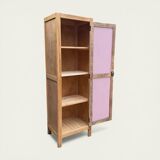 Parisian bonnetière wardrobe in raw wood, 1950.