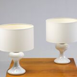 Pair of white ml1 table lamps by ingo maurer for m-design