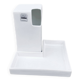 White, minimalist vase + Asa stand, Germany, 1980s.