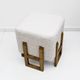 Pair of Italian Modernist Ash Wood Stools Upholstered in White Bouclé