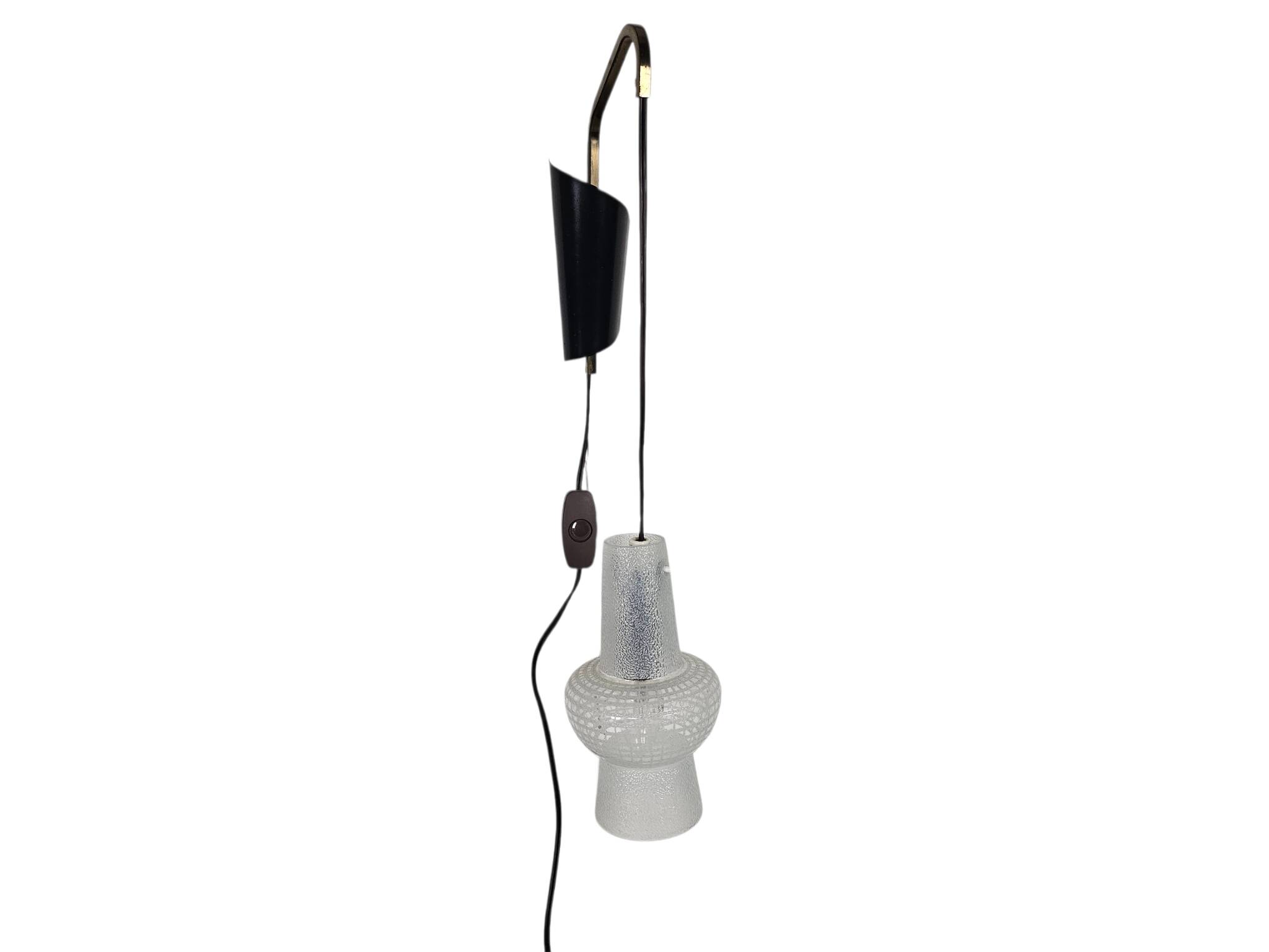 Suspension design néerlandais - Philips - modèle NX 14 - verre satiné - années 50 - Louis Kalff