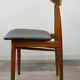 Set of 4 chairs 60s in teak and black leatherette