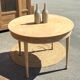 Round table + 1 renovated old extension in raw solid wood