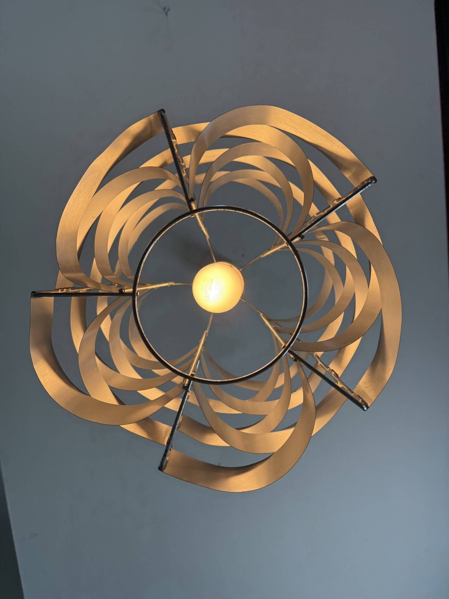 Max Sauze aluminum pendant lamp, mid-century modern, France, 1970s