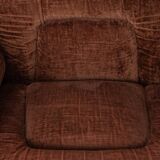 Pair of armchairs with wooden and metal structure and brown velvet covering