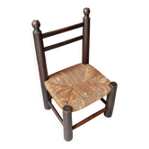 Chaise basse George Robert en bois et paille n°1