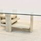 Willy Ballez travertine and cubist glass sculptural coffee table