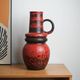 Monumental Fat Lava ceramic vase in black and red, West Germany, 1970s