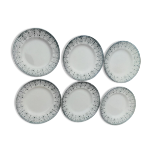 6 assiettes plates en faïence