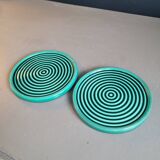 Pair of green porcelain bottle coasters