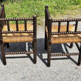 Pair of Bobbin armchairs, corner fire seat, corner