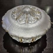 Wall ceiling lamp ø 21 cm frosted and amber glass 1960s moulded