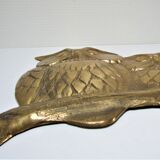 Three owls on a massive brass branch vintage wall decoration
